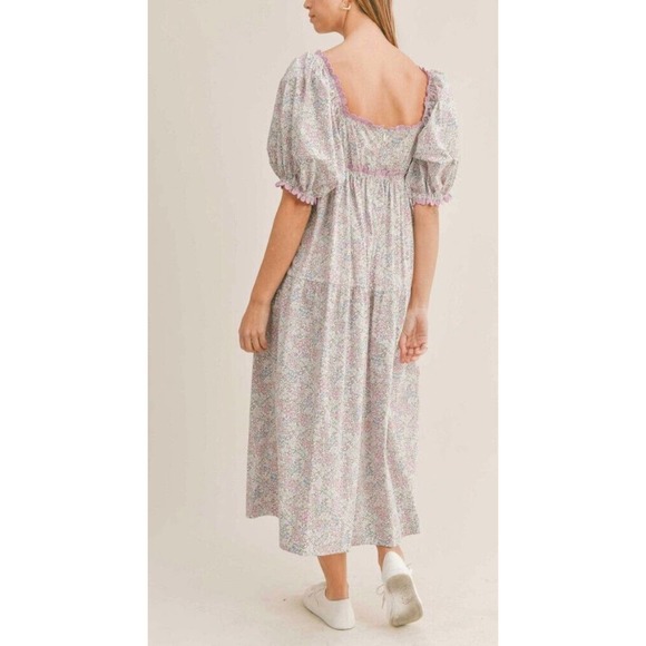 Mable S Small Angelina Lace Floral Lavender Dress Puff Sleeve Babydoll New - Picture 3 of 8